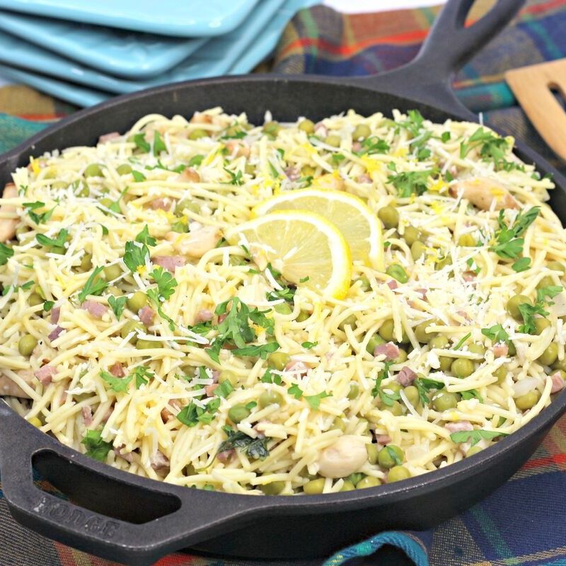 Easy Pancetta Pasta With Peas - Flavorful and EASY pancetta pasta with peas is impressive and the perfect dish to dress up your table. Win over a crowd with this tasty dinner idea. #breagettingfit #dinner #easy #pancettapasta #simple #italian